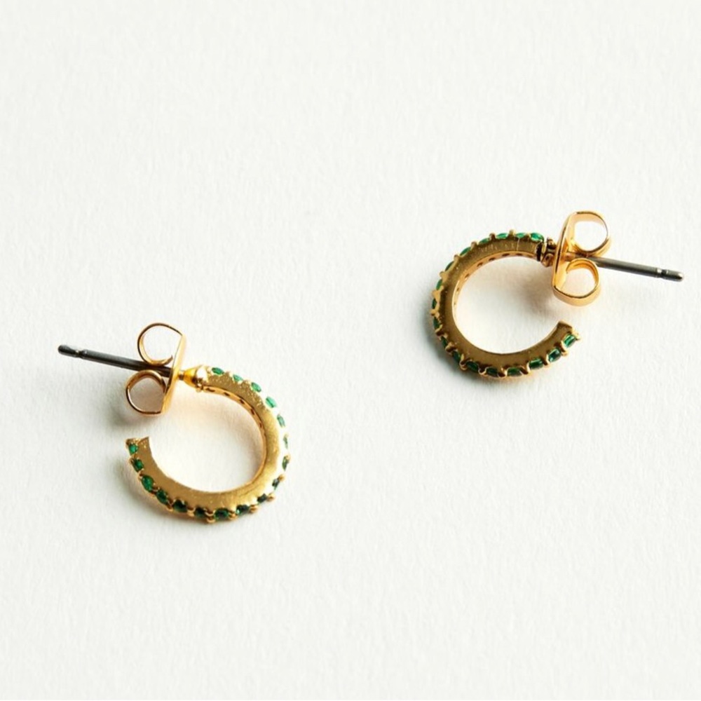 24k gold plated hoop earrings green
